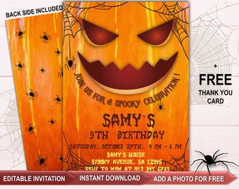 halloween birthday invitation etsy