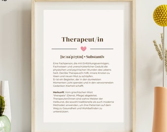 Therapist definition - therapy poster - occupational therapy, psychotherapy, therapy material, digital psychology poster, download pdf
