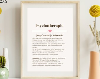 Psychotherapy definition - therapy poster - occupational therapy, psychotherapy, therapy material, digital psychology poster, download pdf