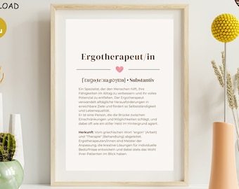 Occupational therapist definition - therapy poster - occupational therapy, psychotherapy, therapy material, digital psychology poster, download pdf