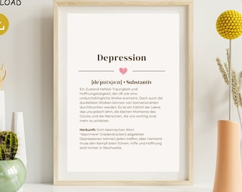 Depression Definition - Therapy Poster - Occupational Therapy, Psychotherapy, Therapy Material, Psychology Poster, Download Pdf