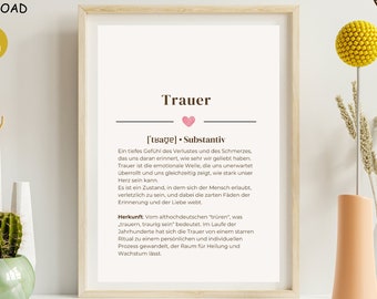 Grief definition - therapy poster - occupational therapy, psychotherapy, therapy material, digital psychology poster, download pdf