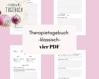 Therapietagebuch PDF digital download- Skill Psychotherapie Therapie Reha Geschenk Depressionen Boderline Burnout PTBS DBT