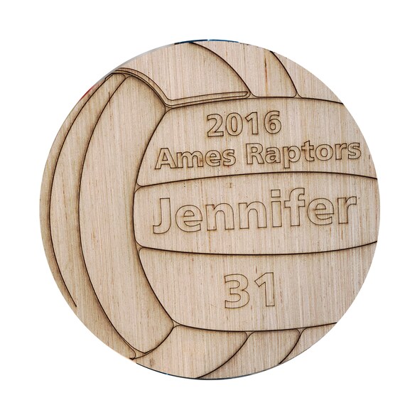 Wooden Volleyball Cutout Engraved Volleyball Trophy Etsy