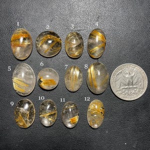 AAA Golden Rutile Quartz Cabochon: Natural Gemstone