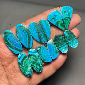 Top quality Chrysocolla Malachite Match Pair Cabochon Natural Gemstone For Making Jewelry And Gift