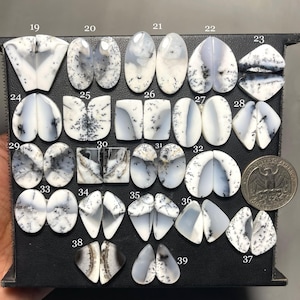 Natural Dendritic Opal Pair Cabochon, Dendritic Opal Agate Pair Gemstone, Dendritic Jewelry Making Stone, Dendritic Agate Earring Pair