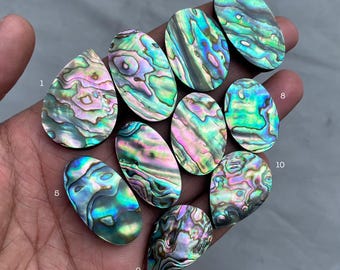 Natural Abalone Shell Cabochon: Iridescent Gemstone for Jewelry