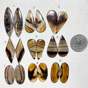Natural Montana Agate Cabochon Pair: Jewelry Making Stone