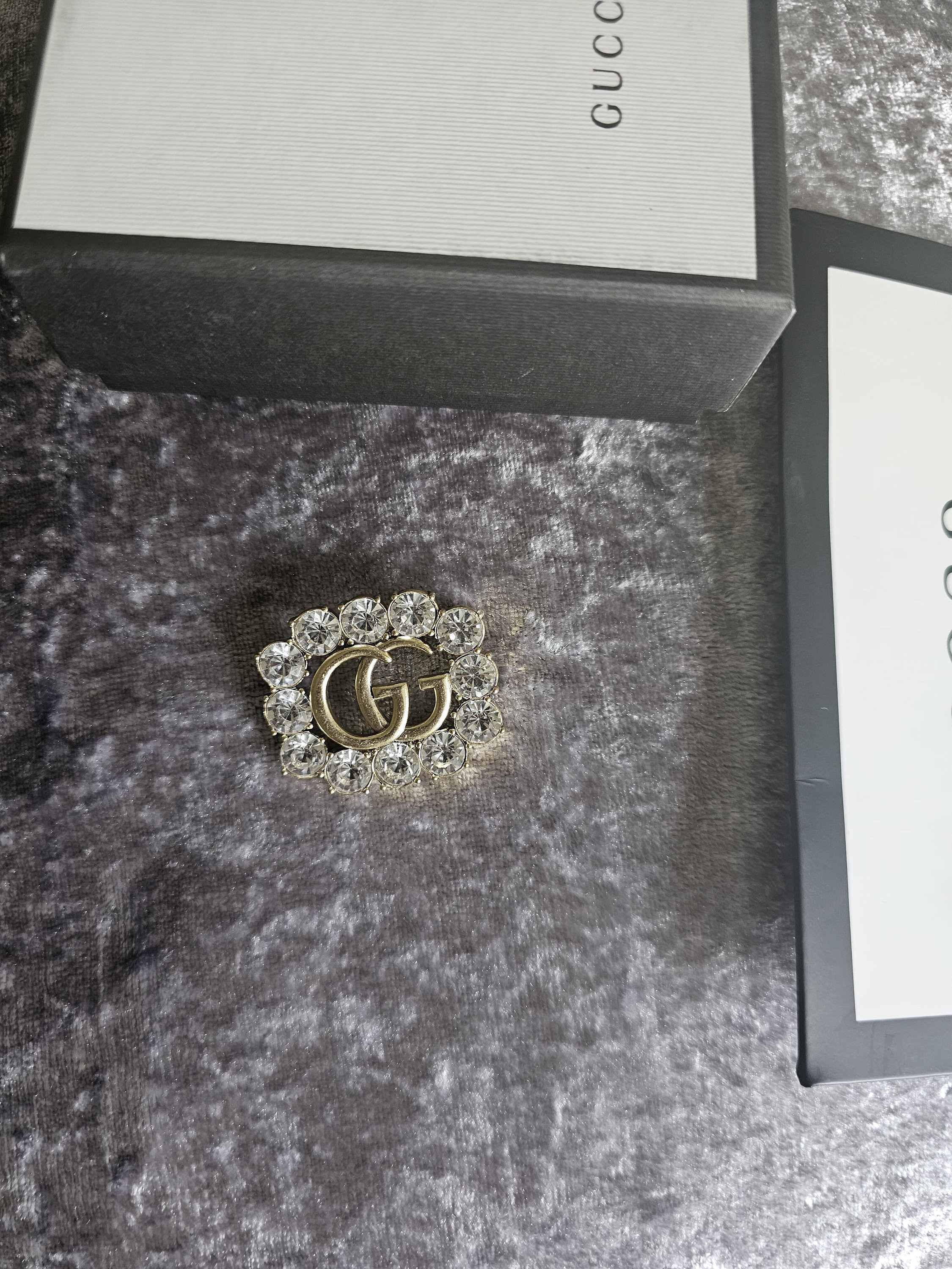 Vintage Gucci Crystal Golden Brooch - Etsy Vintage Gucci Crystal Golden Brooch - Etsy