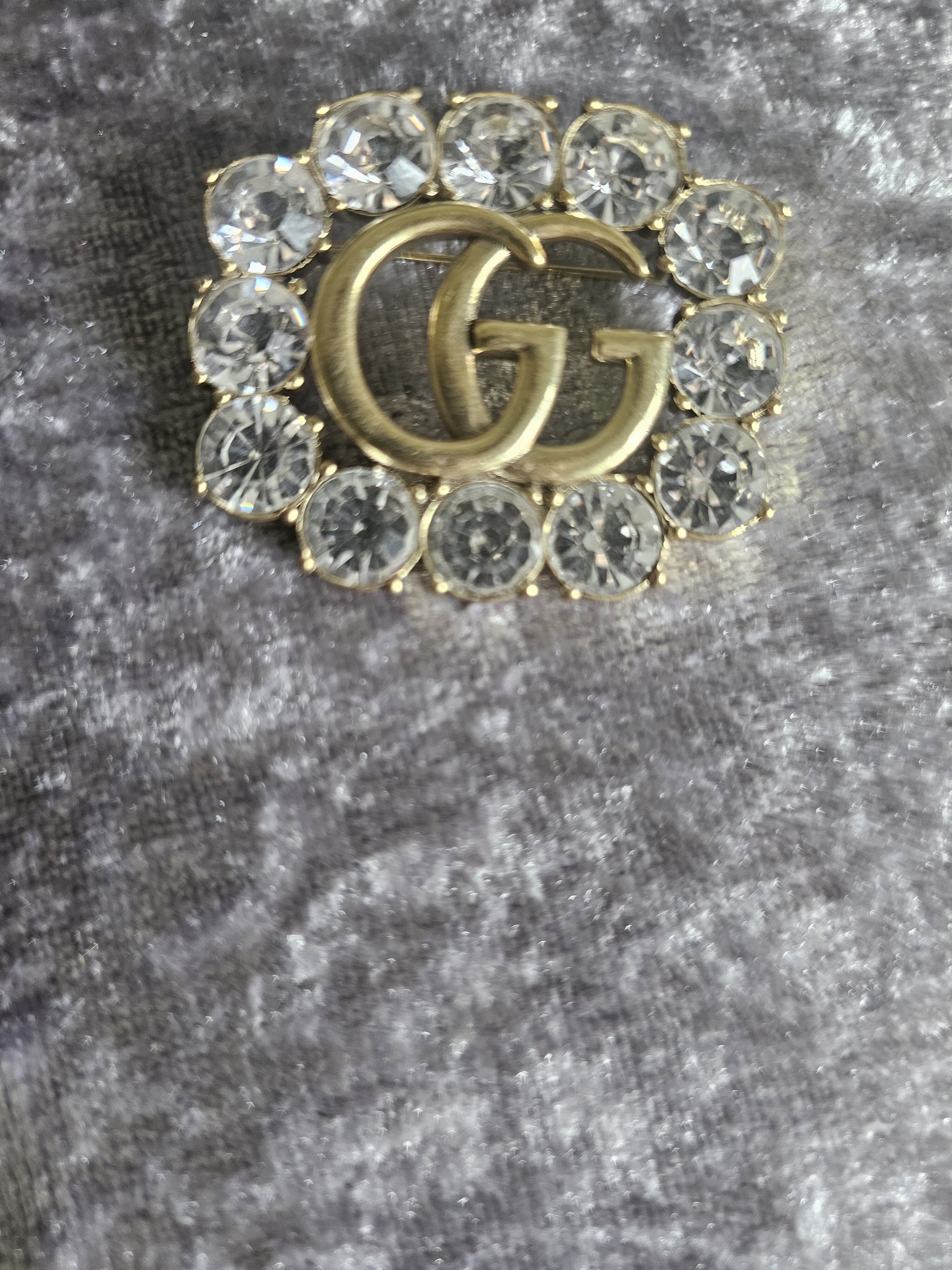 Vintage Gucci Crystal Golden Brooch - Etsy