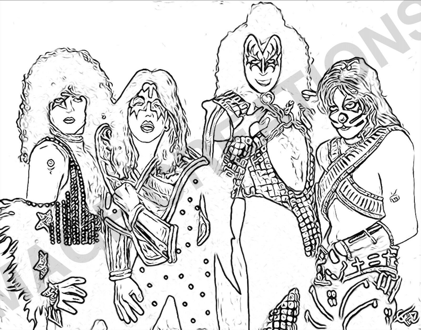 KISS Rock Band SET OF 10 Various Coloring Pages Volume | Etsy