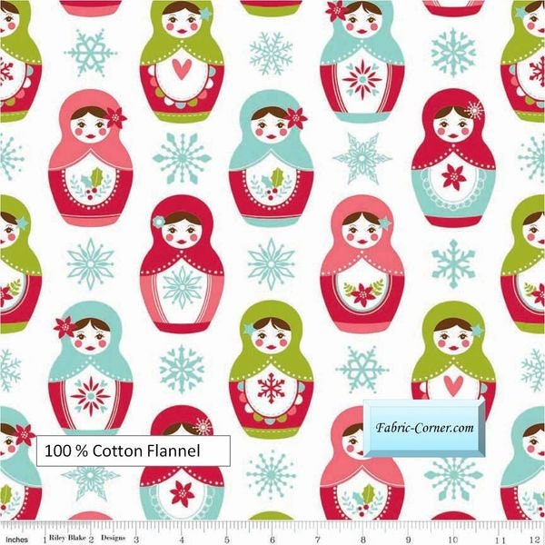 Merry Matryoshka Dolls White by Carly Griffith for Riley Blake Designs