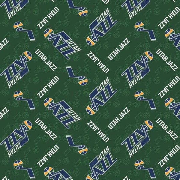 NBA Utah Jazz all-over logo print fabric