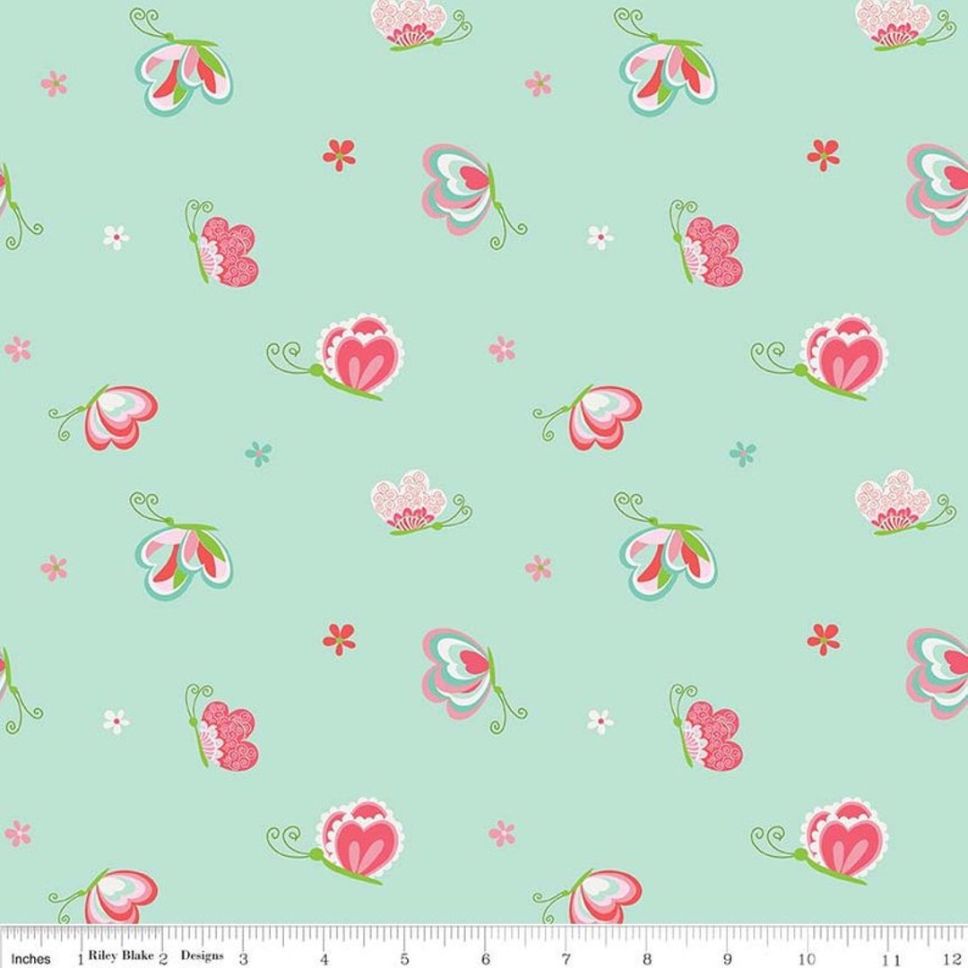 Riley Blake Butterflies and Berries C6941 Mint Etsy