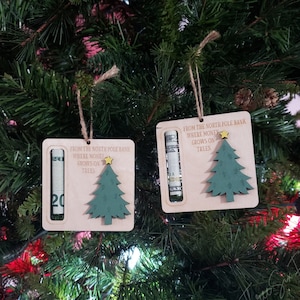 From the North Pole Bank Where Money Grows On Trees | Cash Money Holder | Money Holder Christmas Ornament | Money Holder Ornament