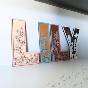 Wildflower Wall Decor | Wood Nursery Letters | Boho Name Sign | 3D Letters | Floral Wooden Alphabet Letters | Girls Room | BOHO Name Sign