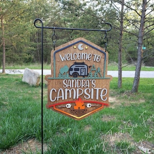 Welcome To Our Campsite | Personalized Camping Sign | Family Name Camper Decoration | Custom RV Choice