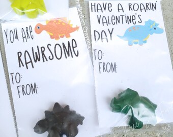 Valentines Dinosaur Crayons | Classroom Valentines | Candy Free Option | Valentines | School Valentines | Elementary Party Favor | Dinosaurs