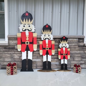 Nutcracker | White Hair |  Outdoor Christmas Decorations | Christmas Porch Decor | Multiple Sizes | Detachable Base | Yard Art | Winter