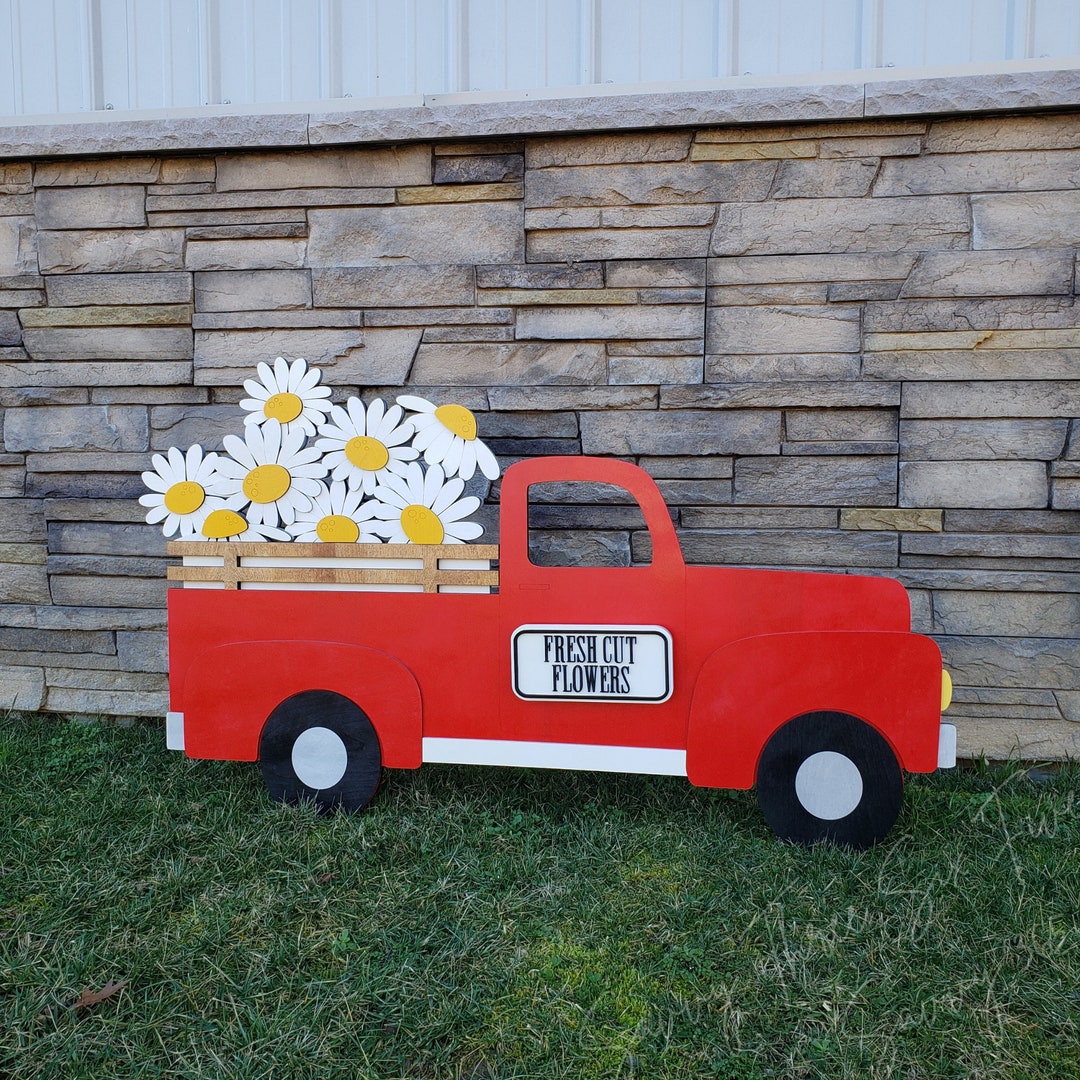 Little Red Truck Outdoor Decor Interchangeable Attachments Rustic