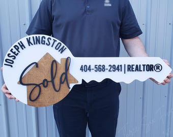 Key Shaped Sign for Realtors | Closing Day Social Media Photo Prop | Real Estate We Got Keys | Advertise Business