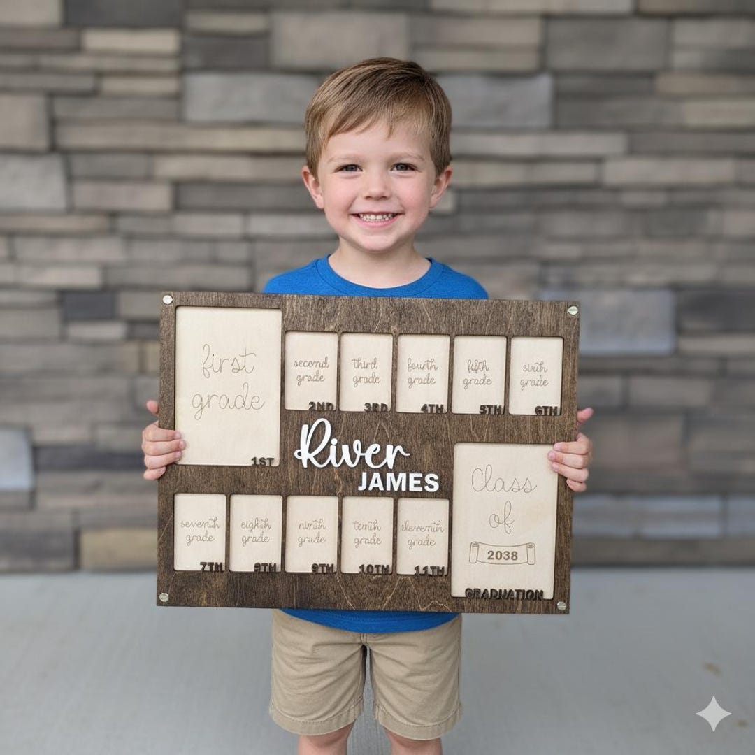 First Grade to Graduation School Picture Frame | Custom Senior Year ...