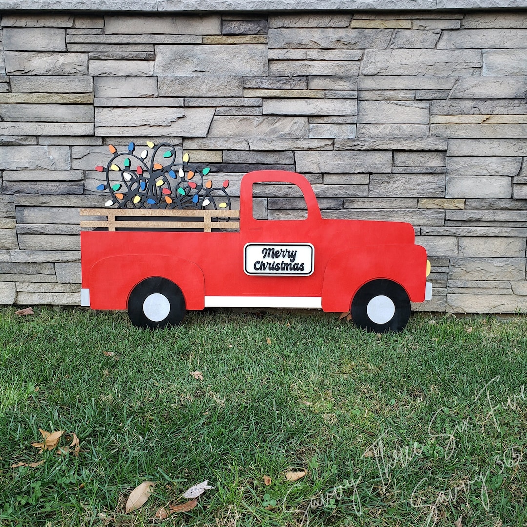 Little Red Truck Outdoor Christmas Decor Interchangeable Etsy