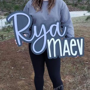 Large Wood Name Sign | Nursery Name | Girl Name | Above Crib Name Sign | Layered Baby Name Sign | Boy Name Sign image 19