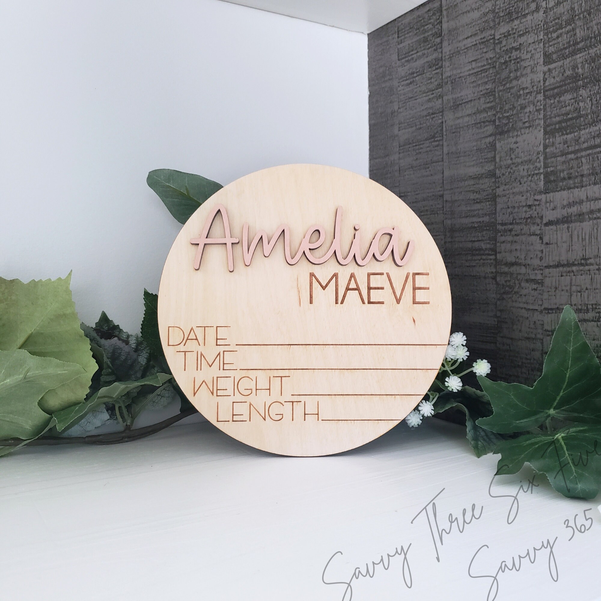 Baby Announcement Sign With Birth Stats | Birth Disk | Baby Shower Gift ...