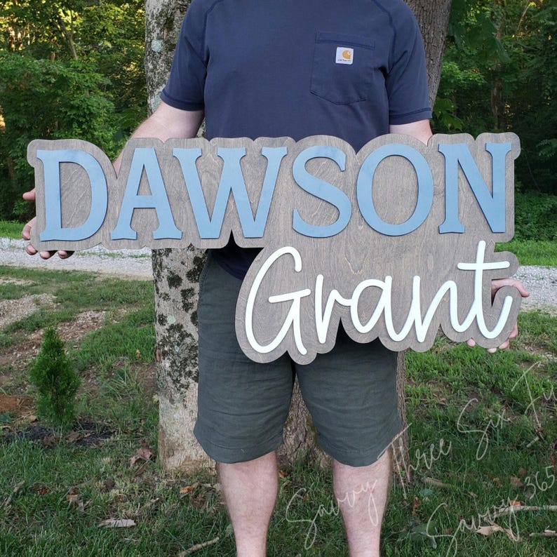 Large Wood Name Sign | Nursery Name | Girl Name | Above Crib Name Sign | Layered Baby Name Sign | Boy Name Sign Aged Barrel
