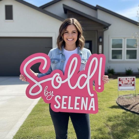 Sold Sign for Realtors | Closing Day Social Media Photo Prop | Real Estate We Got The Keys Sign | Advertise Your Auto Business | Pick Colors