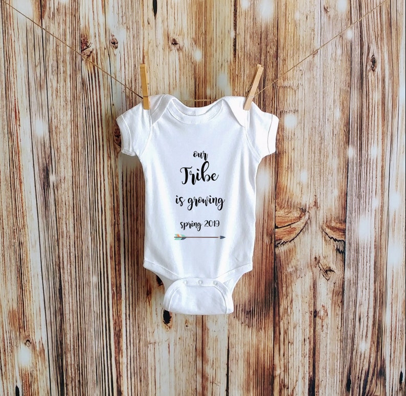 Baby Reveal Bodysuit Our Tribe is Growing Pregnancy Reveal
