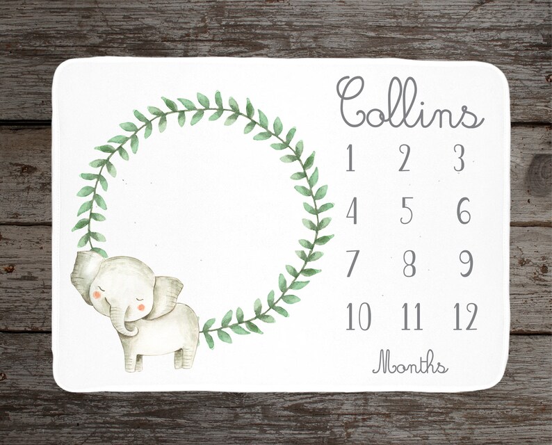 Safari Milestone Blanket Gender Neutral Milestone Blanket Monthly Growth Tracker Elephant Boy Milestone Blanket
