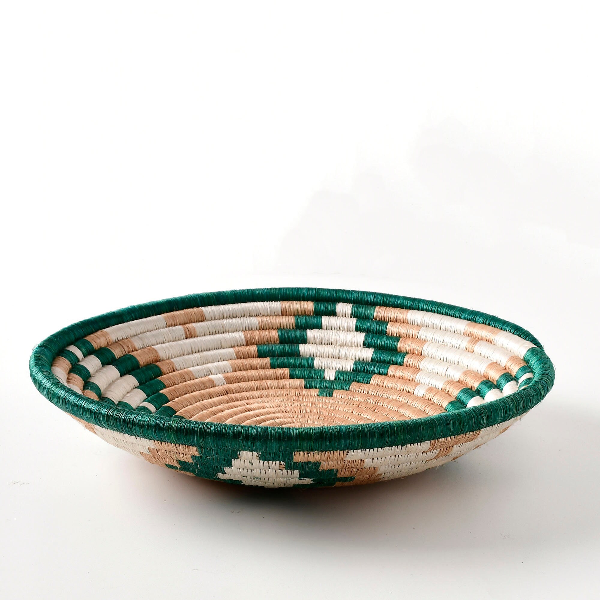 Afrikanischer Korb Ruanda Gewebter Korb Wanddekoration hängend grün