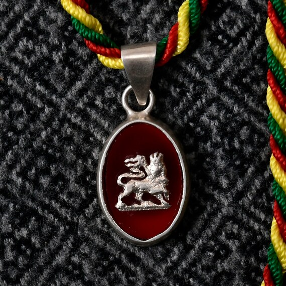 Ethiopian Lion of Judah silver Pendant, Rasta lio… - image 3