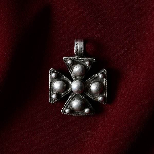 Antique Ethiopian Silver cross neck cross Coptic Cross Pendant Maria Theresa coin silver cross 23-5