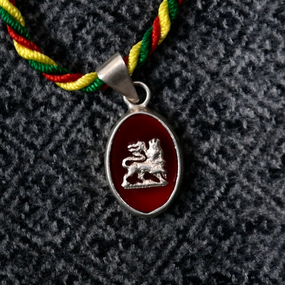 Ethiopian Lion of Judah silver Pendant, Rasta lio… - image 8
