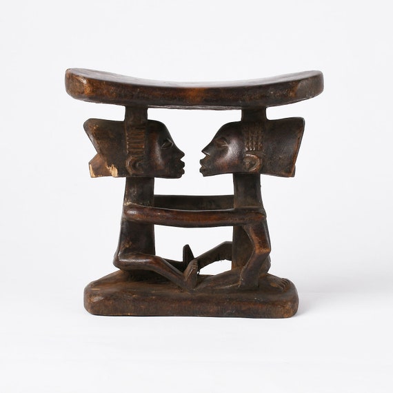 African Wood Craft Old Tribal Wooden Headrest Luba Tribe Hand Etsy