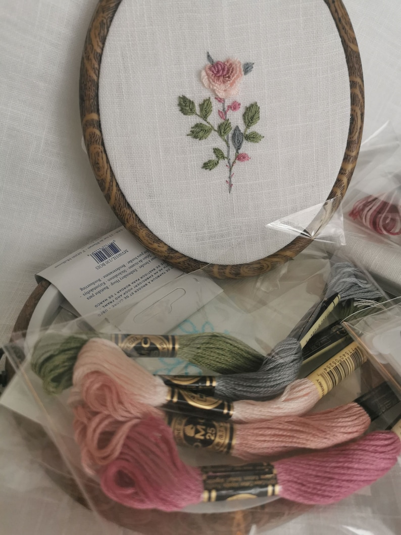 Embroidery Kit Rose Pattern Design with Full Video Tutorial Step by Step image 5