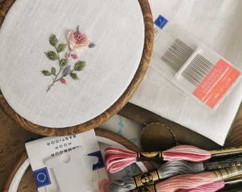 Embroidery Kit Rose Pattern Design with Full Video Tutorial Step by Step