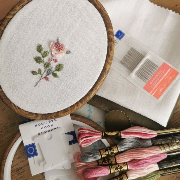 Embroidery Kit Rose Pattern Design with Full Video Tutorial Step by Step