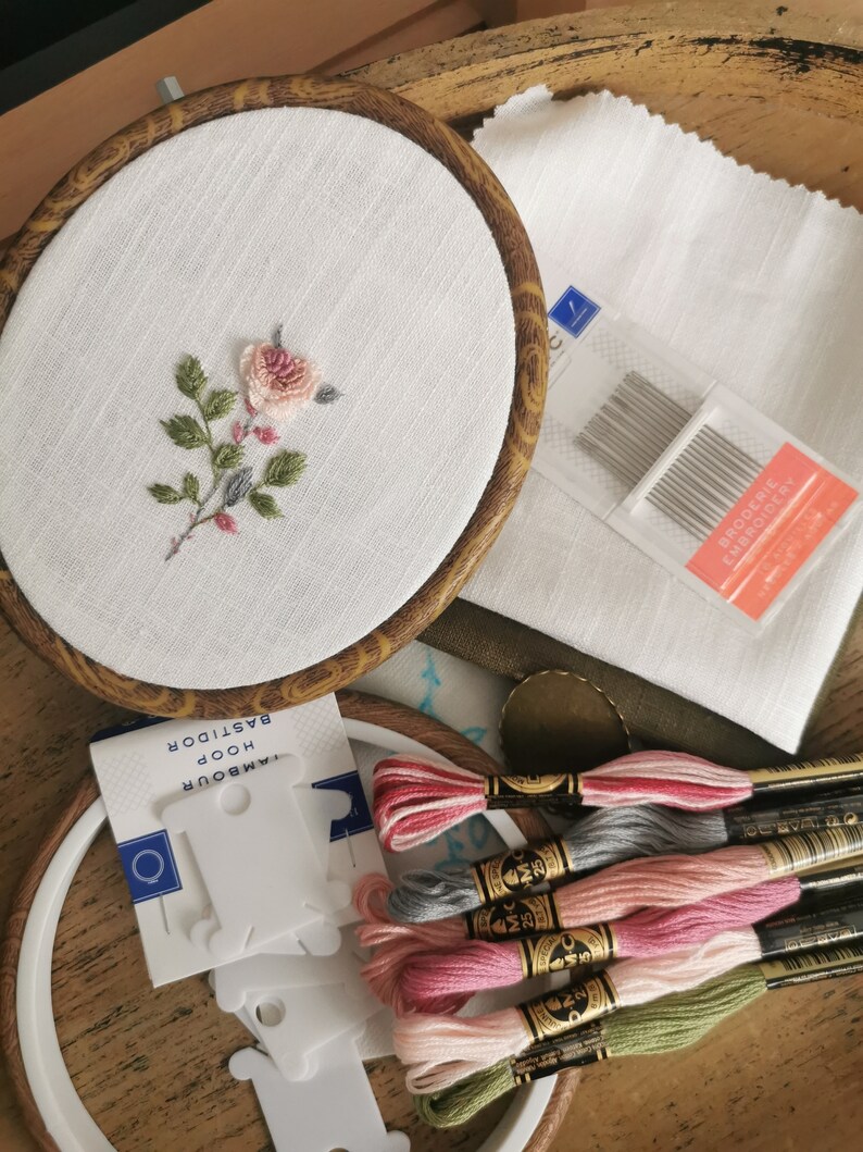 Embroidery Kit Rose Pattern Design with Full Video Tutorial Step by Step image 1