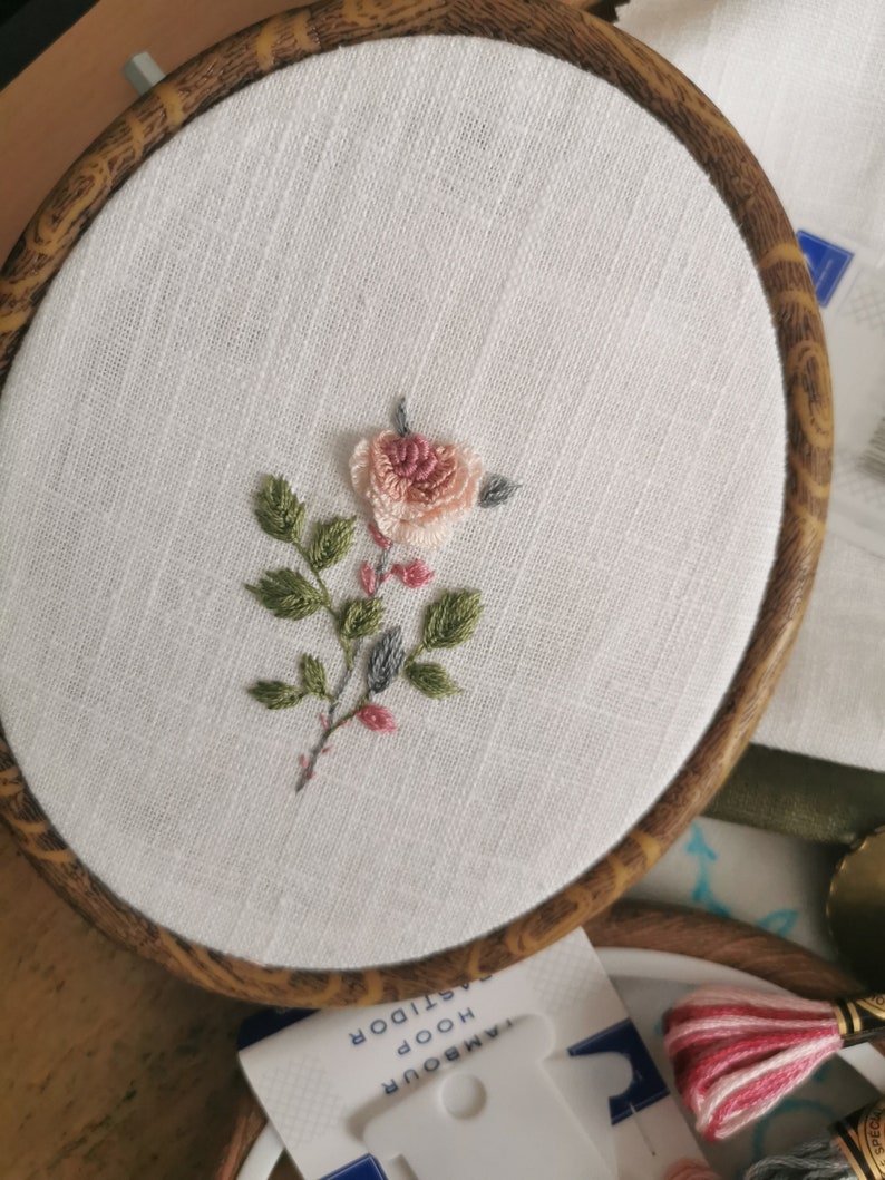 Embroidery Kit Rose Pattern Design with Full Video Tutorial Step by Step image 10