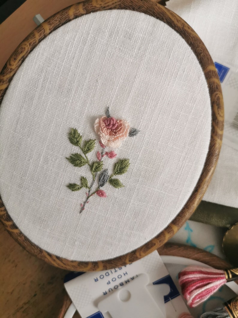 Embroidery Kit Rose Pattern Design with Full Video Tutorial Step by Step image 2