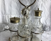 Vintage Condiment Cruet Set, EPNS, 4 Pieces and stand. Circa 1950s