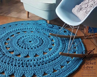 CROCHET RUG, Doily rug, Round carpet, crochet round rug, knitt carpet, babys rug, hand knitted rug, TURQUOISE crochet rug or choice of color