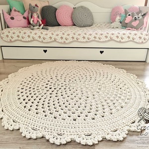 Viele Farben, viele Größen, Handgemachter cremefarbener ECRU RUG Teppich, Natürlicher Baumwollkordelteppich, Deckchenteppich, Kinderteppich, runder Teppich für Mädchen