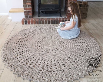 Many Colors, Many Sizes, Modern CROCHET RUG, Round rug, Teppiche, Children rug Crochet carpet Large crochet floor rug BEIGE crochet rug