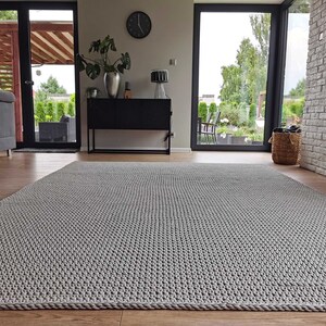 UNIQUE Rectangular CROCHET RUG 220 cm x 300 cm (86&quot;x118&quot;), colour - cappuccino, huge carpet, living room rug, unquotable rug
